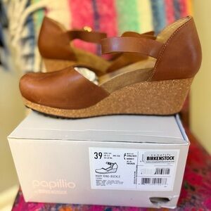 NIB Birkenstock Papillio Women's Tan Wedge Sandals